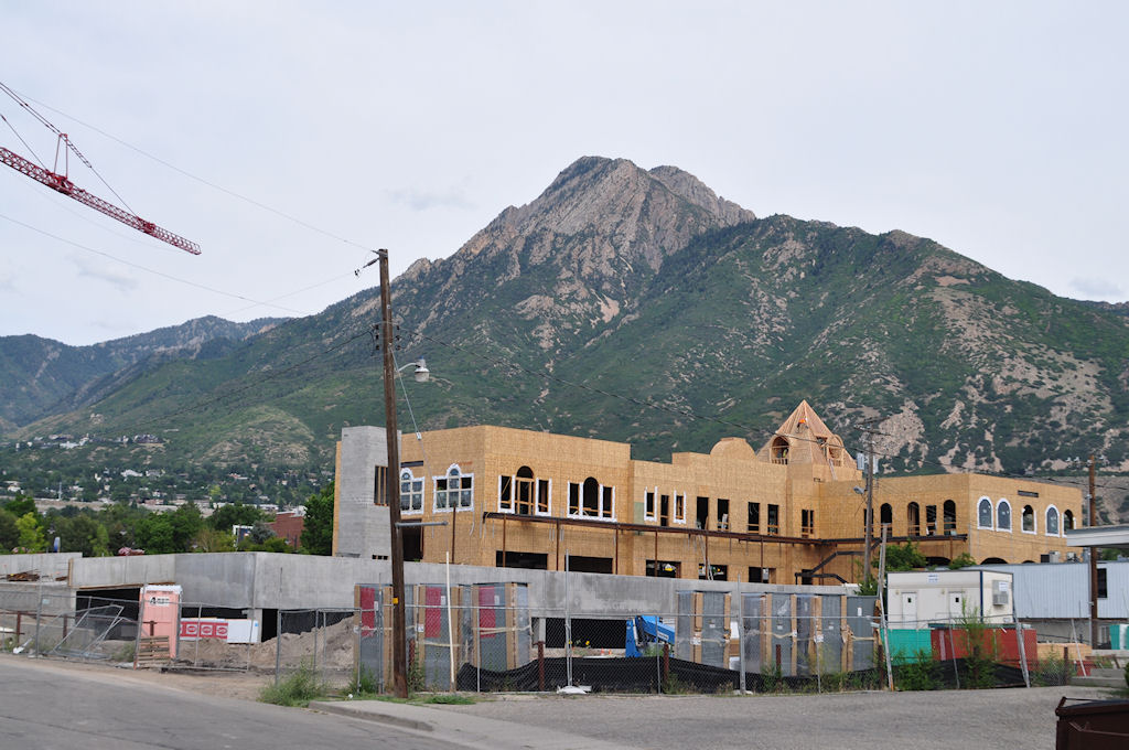 Building and Mountain
