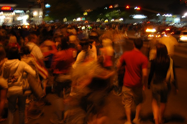 The Crowd Pours Into the Street