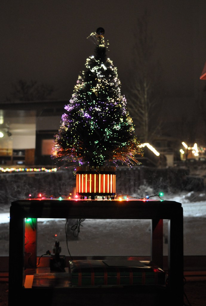 Christmas Tree on Snowy Night