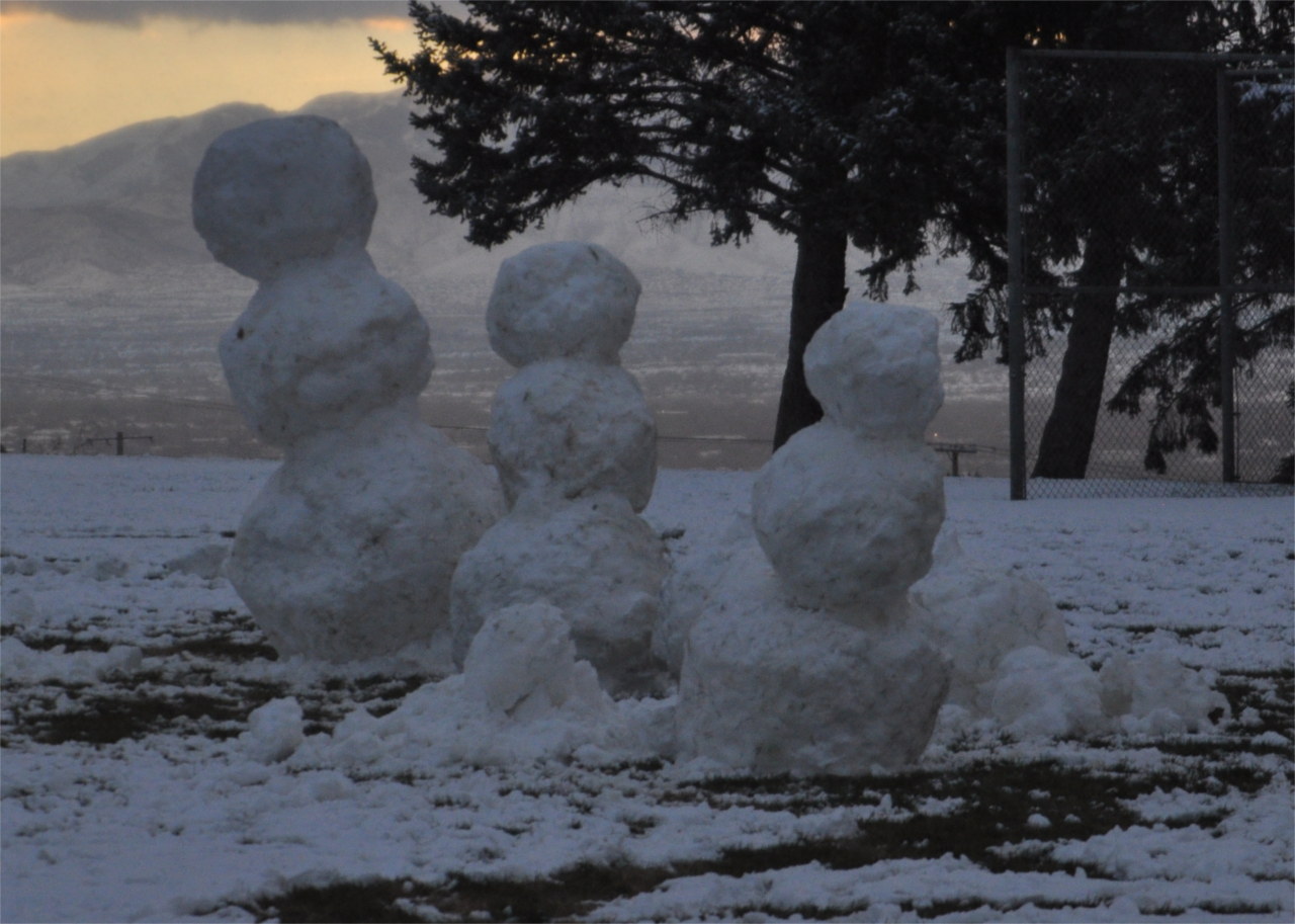 Snowmen at Sunset